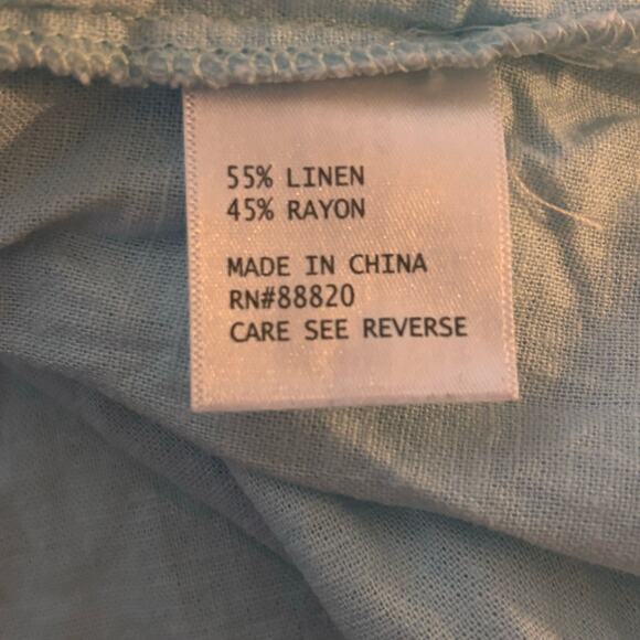 Mercer & Madison Womens 2X Linen Top Blouse Light Blue Lagenlook Summer - Picture 5 of 8